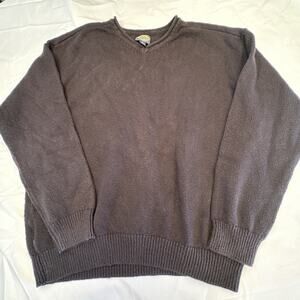 Tommy Bahama Sweater Mens XL Black Dyed Pullover V Neck Knit Casual